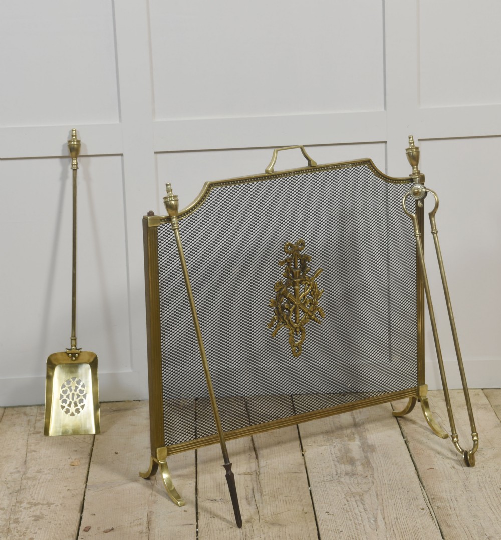Brass and mesh fire screen View II