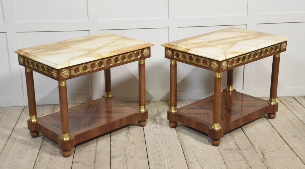 Pair of marble top side tables View VI