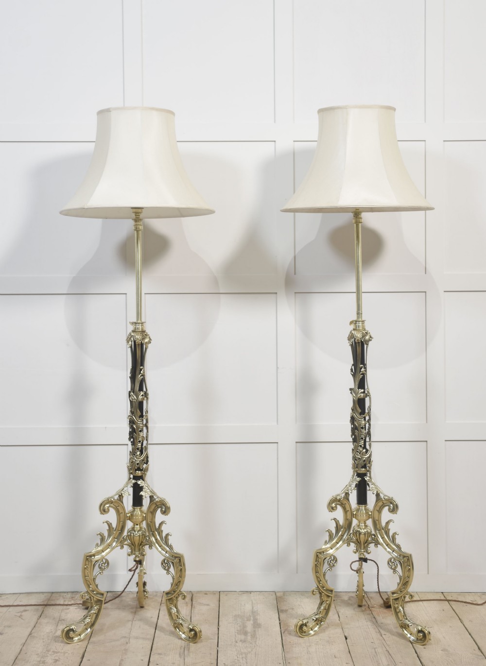 Pair of 19th century telescopic standard lamps
