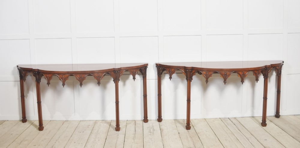 Pair of gothic revival console tables