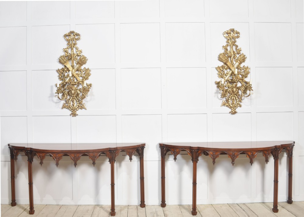 Pair of gothic revival console tables View II