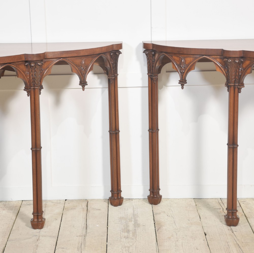 Pair of gothic revival console tables View III