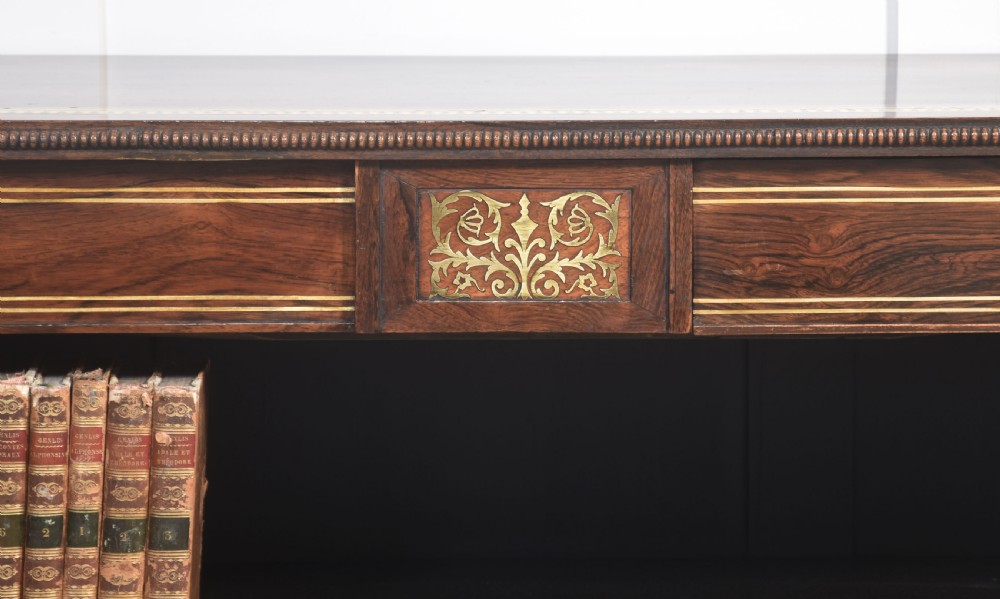 Regency rosewood brass inlaid open bookcase View VII