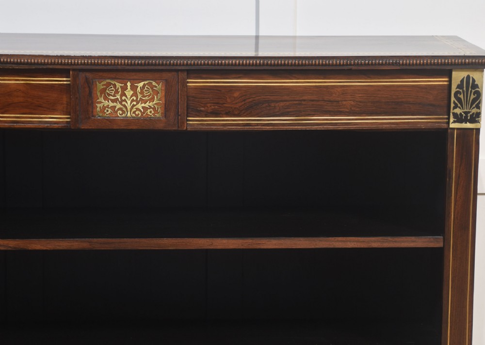 Regency rosewood brass inlaid open bookcase View X