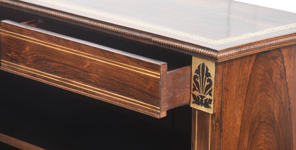 Regency rosewood brass inlaid open bookcase View XV