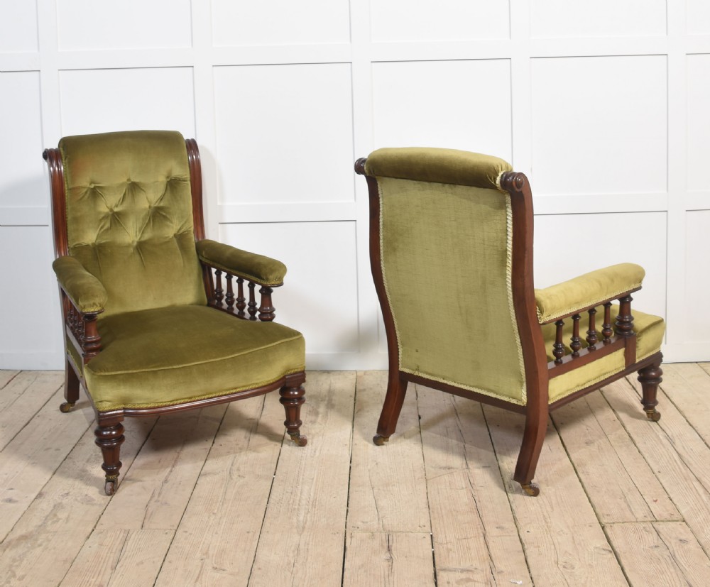 Pair of mahogany framed library chairs View V