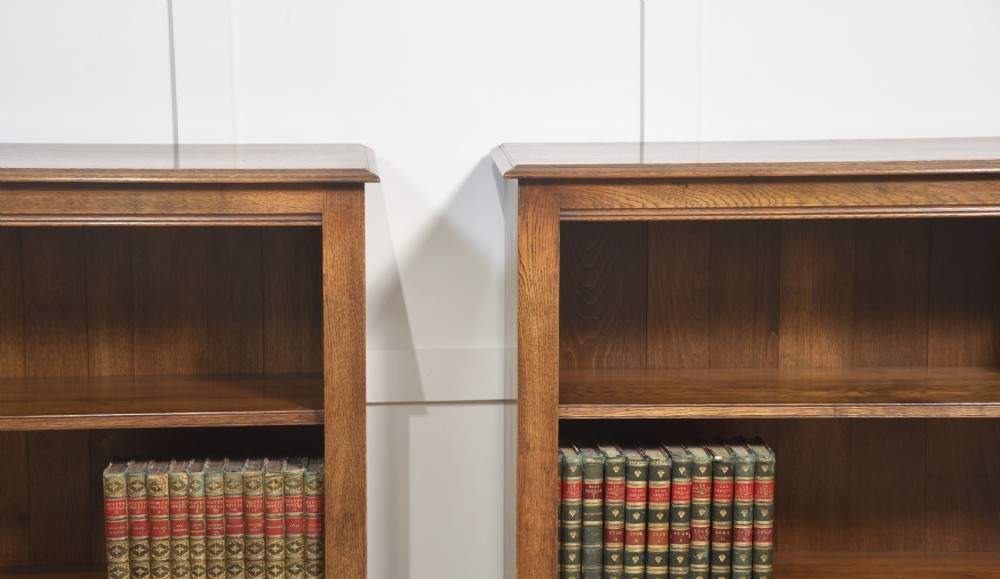Pair of oak open bookcases View II
