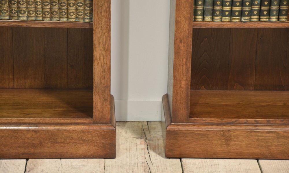 Pair of oak open bookcases View III