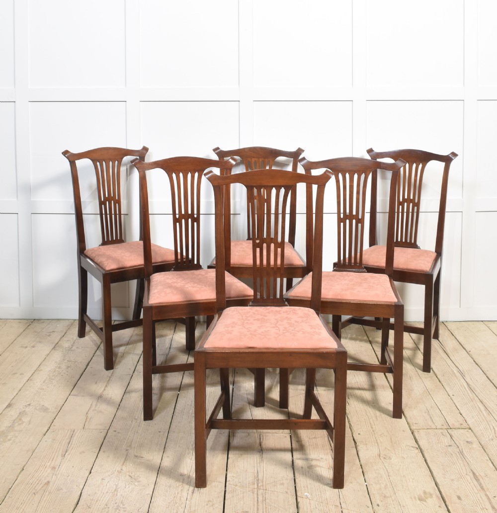 Set of six mahogany dining chairs