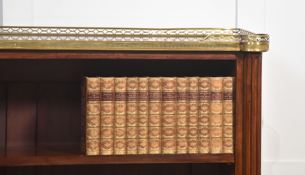 Gilt metal mounted walnut open bookcase View II