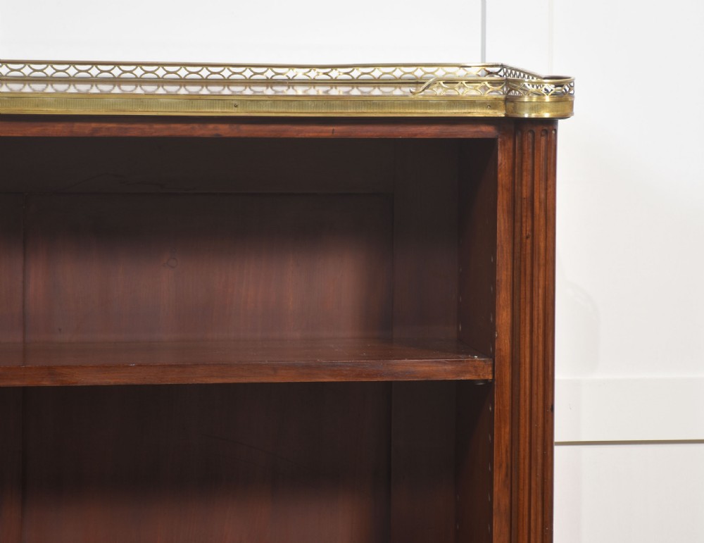 Gilt metal mounted walnut open bookcase View VI