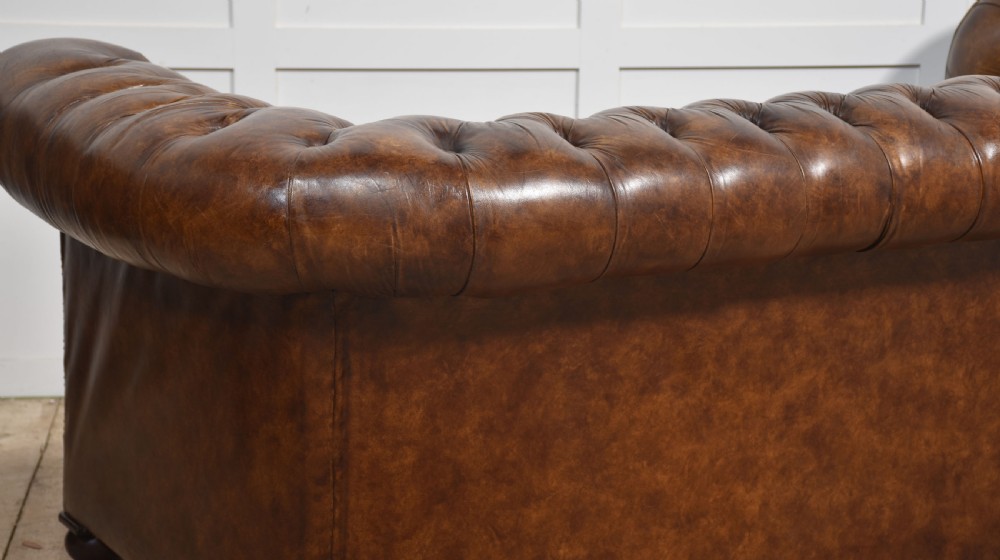 Brown leather deep buttoned chesterfield View III