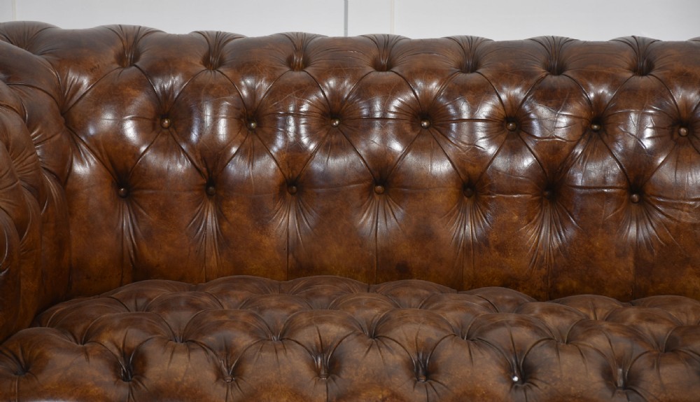 Brown leather deep buttoned chesterfield View IV