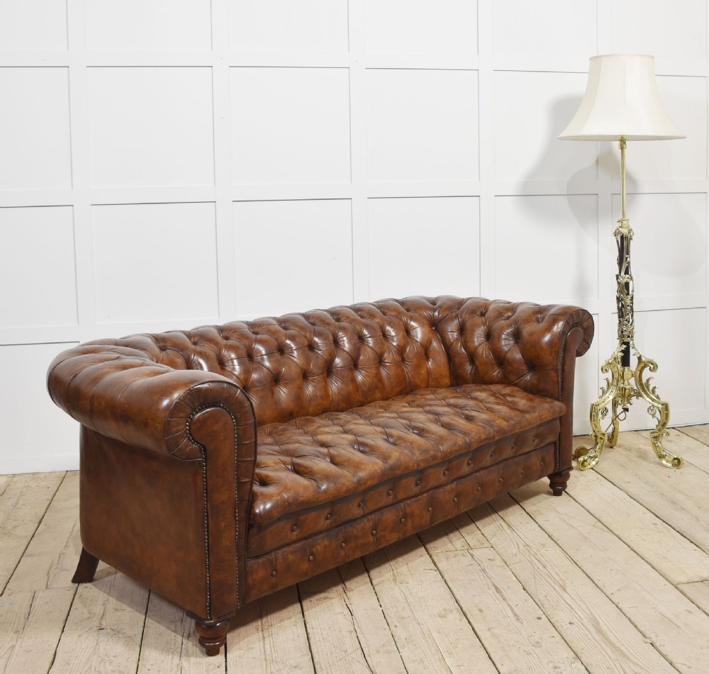 Brown leather deep buttoned chesterfield View IX