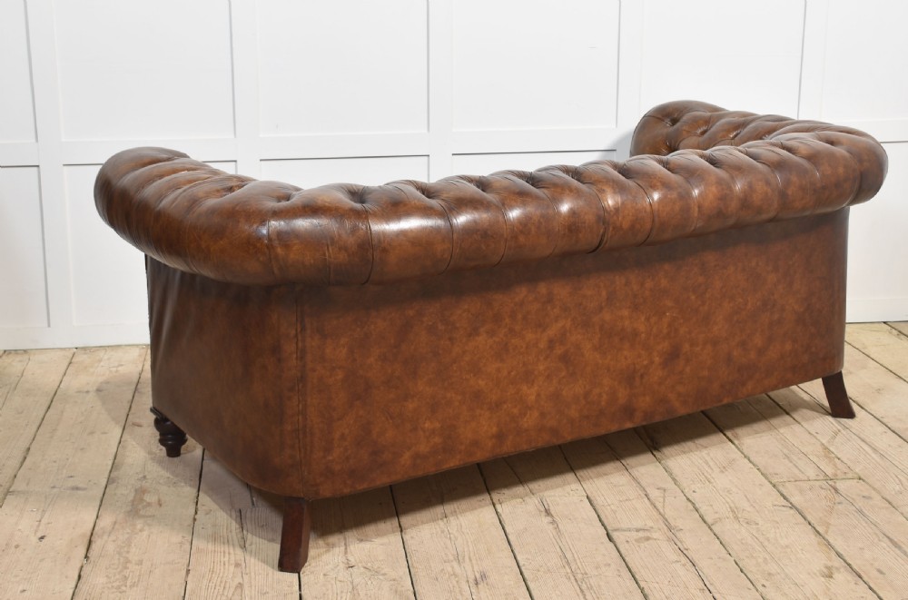Brown leather deep buttoned chesterfield View XV