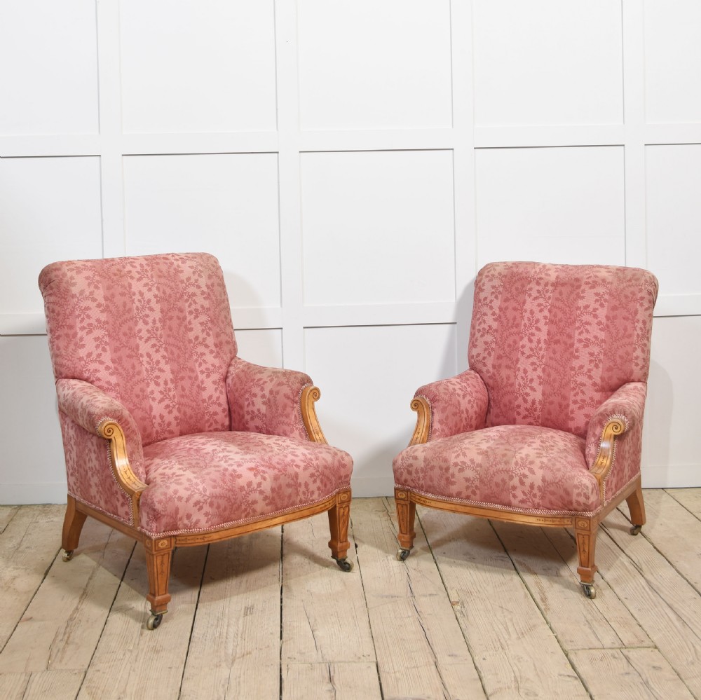 Pair of satinwood Lounge chairs