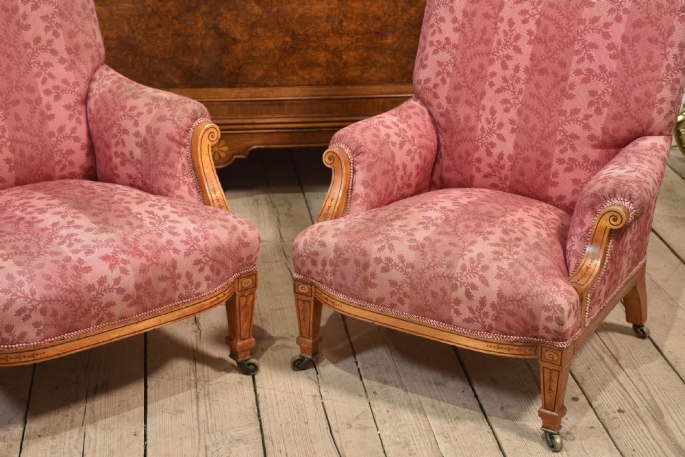 Pair of satinwood Lounge chairs View II
