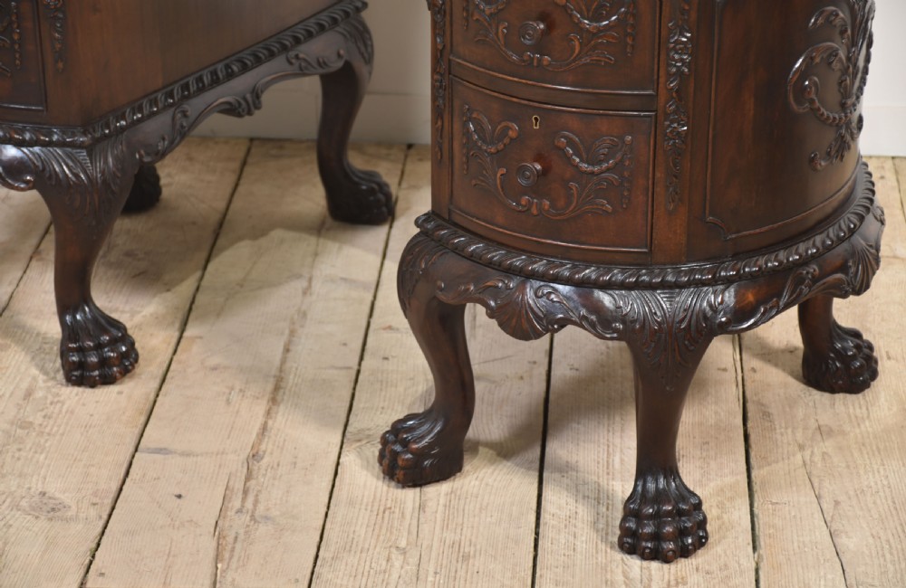 Carved mahogany kidney shaped desk View III