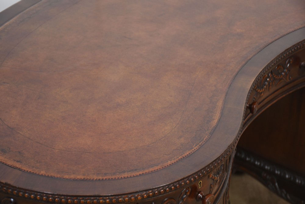 Carved mahogany kidney shaped desk View XIV