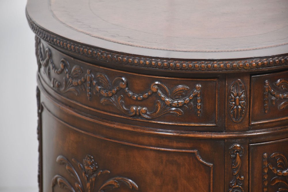 Carved mahogany kidney shaped desk View XV
