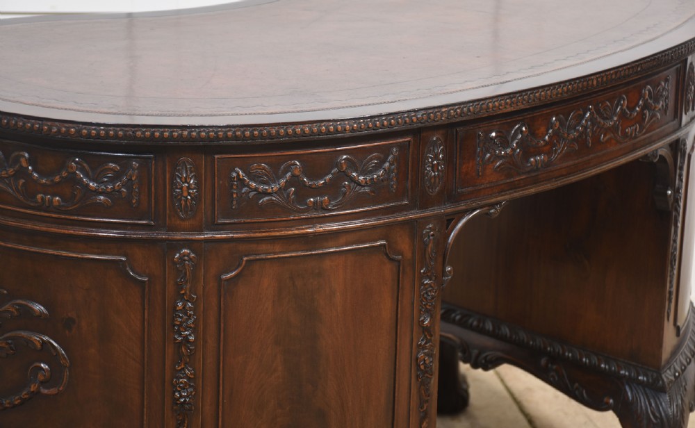 Carved mahogany kidney shaped desk View XVIII