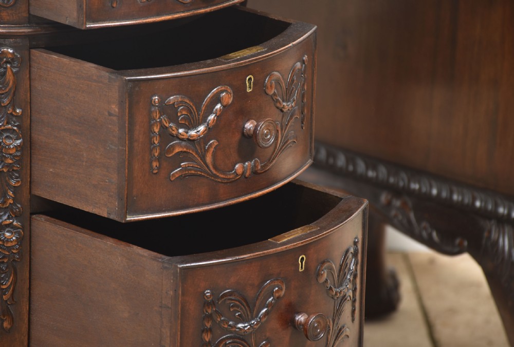 Carved mahogany kidney shaped desk View XXI