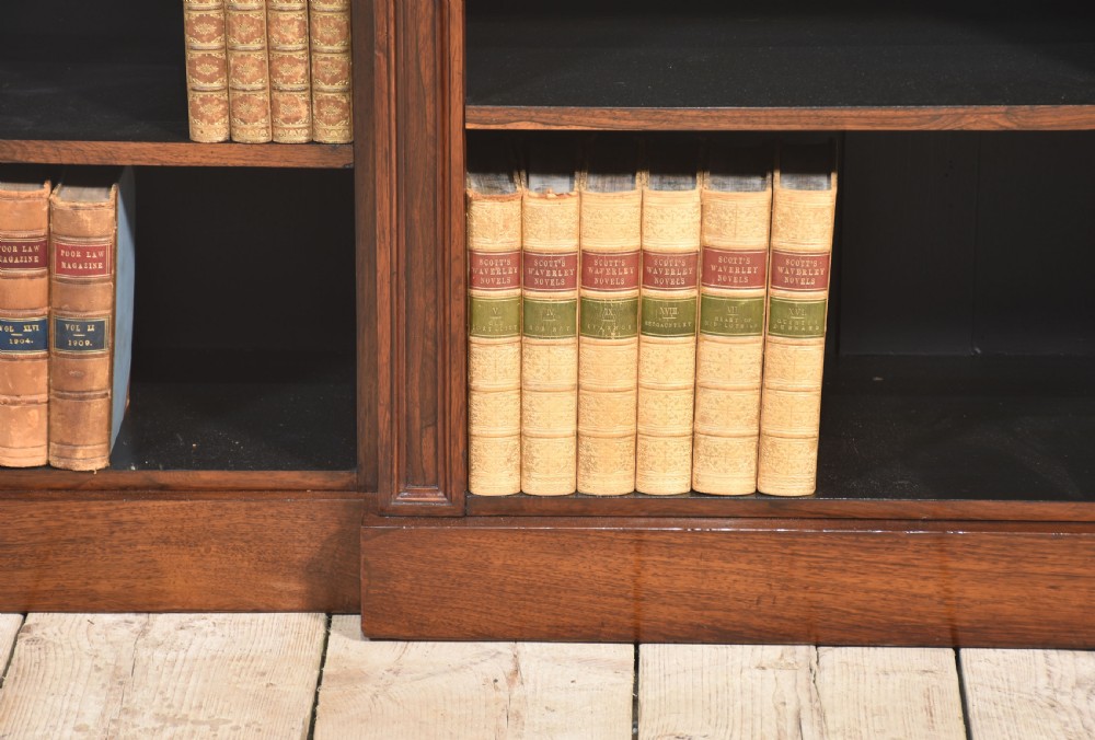 19th Century Rosewood dwarf breakfront open bookcase View II