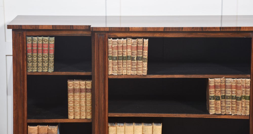 19th Century Rosewood dwarf breakfront open bookcase View V