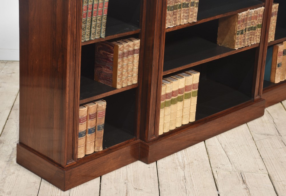 19th Century Rosewood dwarf breakfront open bookcase View VII
