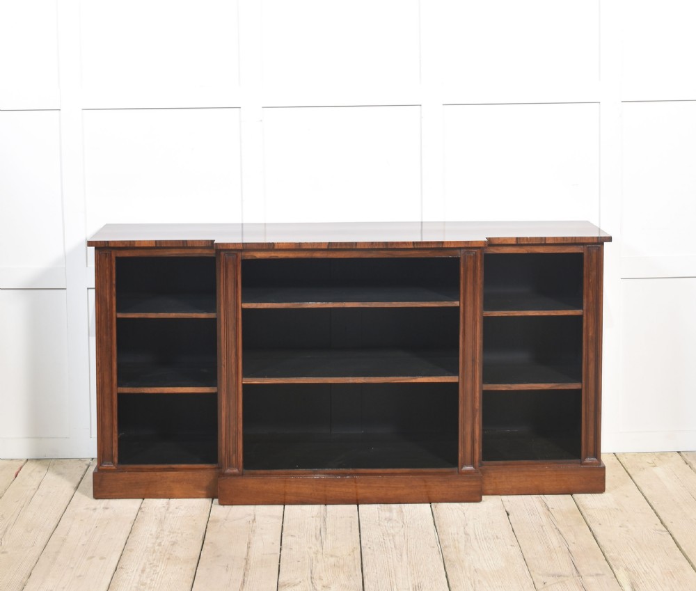 19th Century Rosewood dwarf breakfront open bookcase View VIII