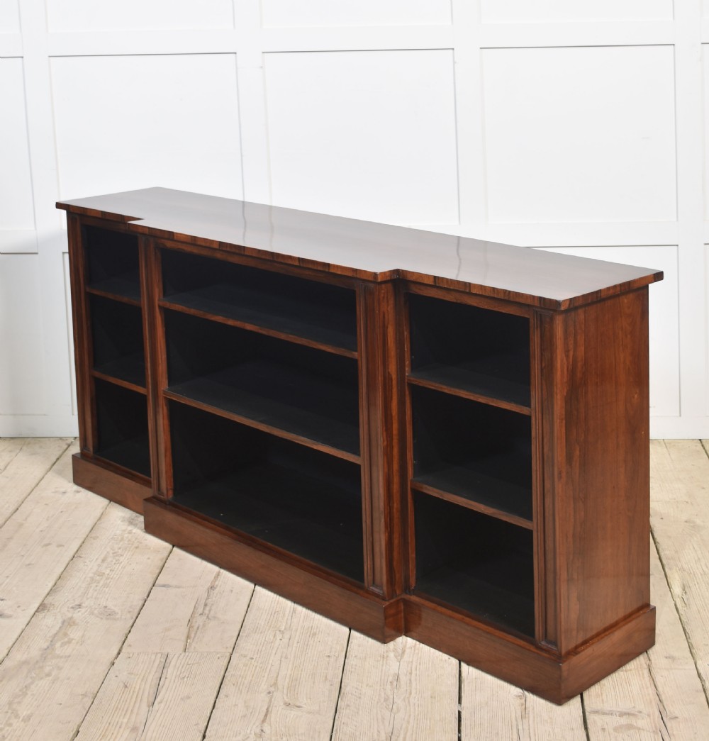19th Century Rosewood dwarf breakfront open bookcase View X