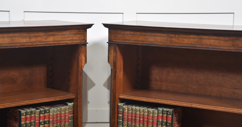 Pair of walnut inlaid bookcase View III