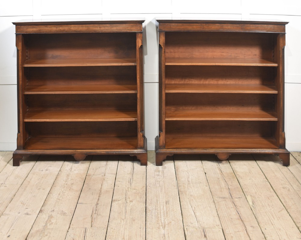 Pair of walnut inlaid bookcase View XI