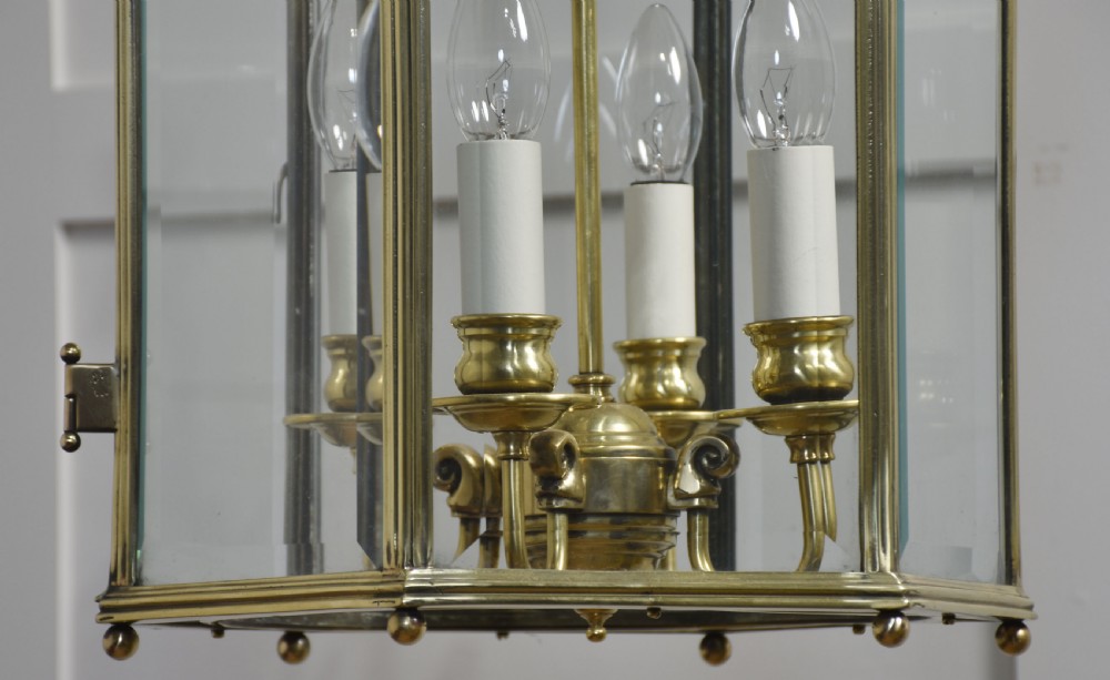 Brass hexagonal hall lantern View III