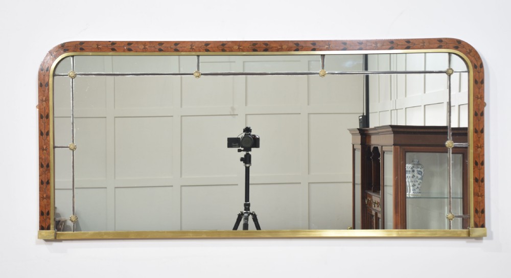 Walnut framed overmantel mirror
