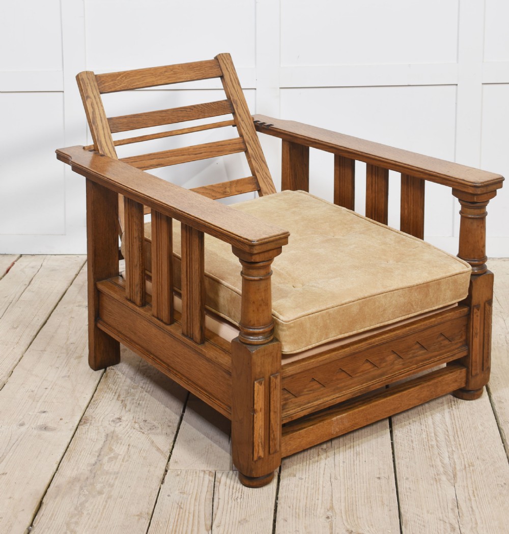 Pair of oak reclining armchairs View VIII