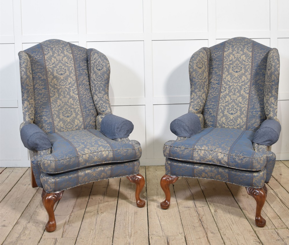 Pair of Georgian style wingback armchairs View IV