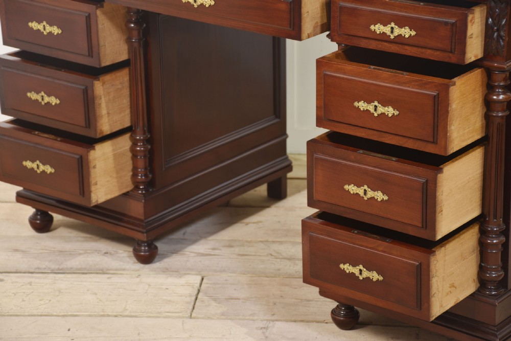 Carved mahogany desk View XI