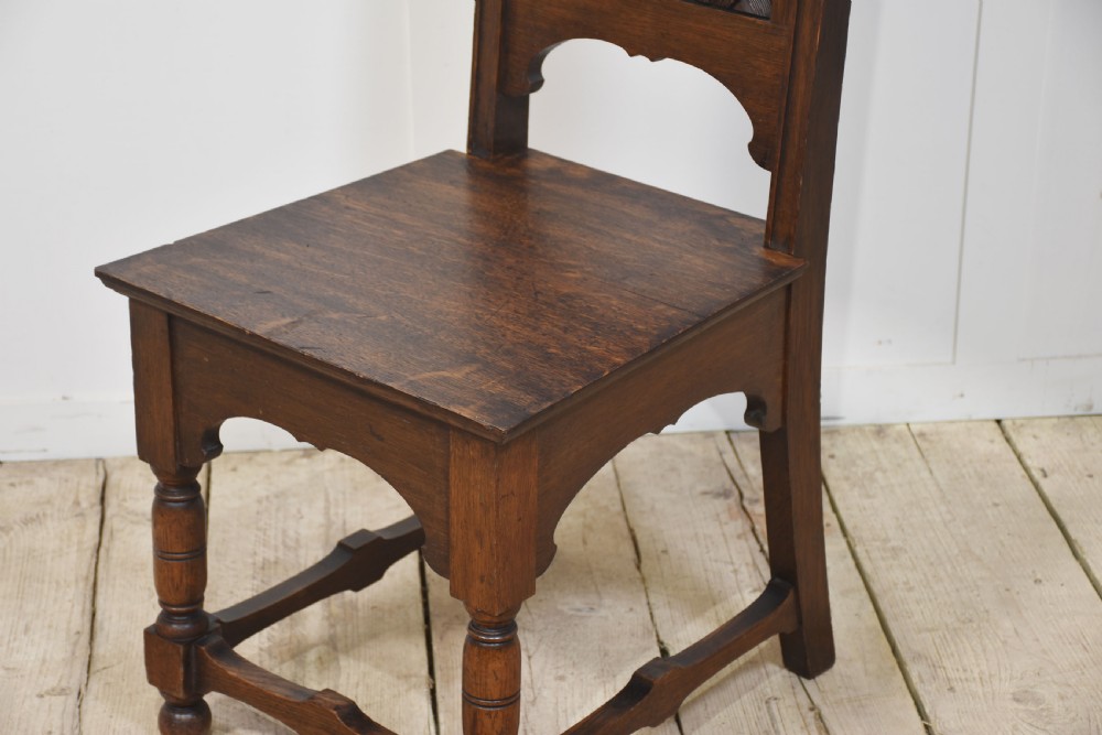 Pair of carved oak hall chairs View VII