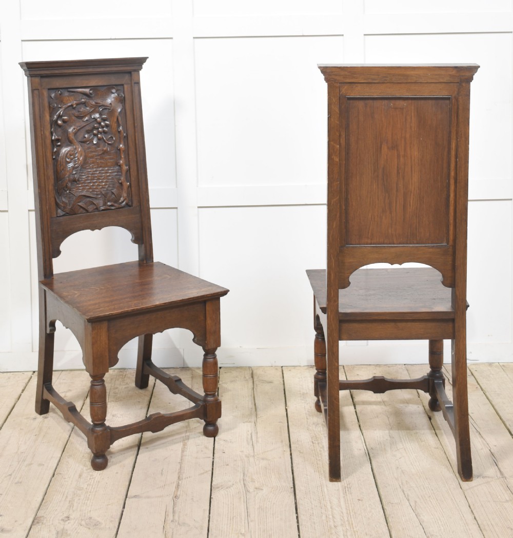 Pair of carved oak hall chairs View VIII