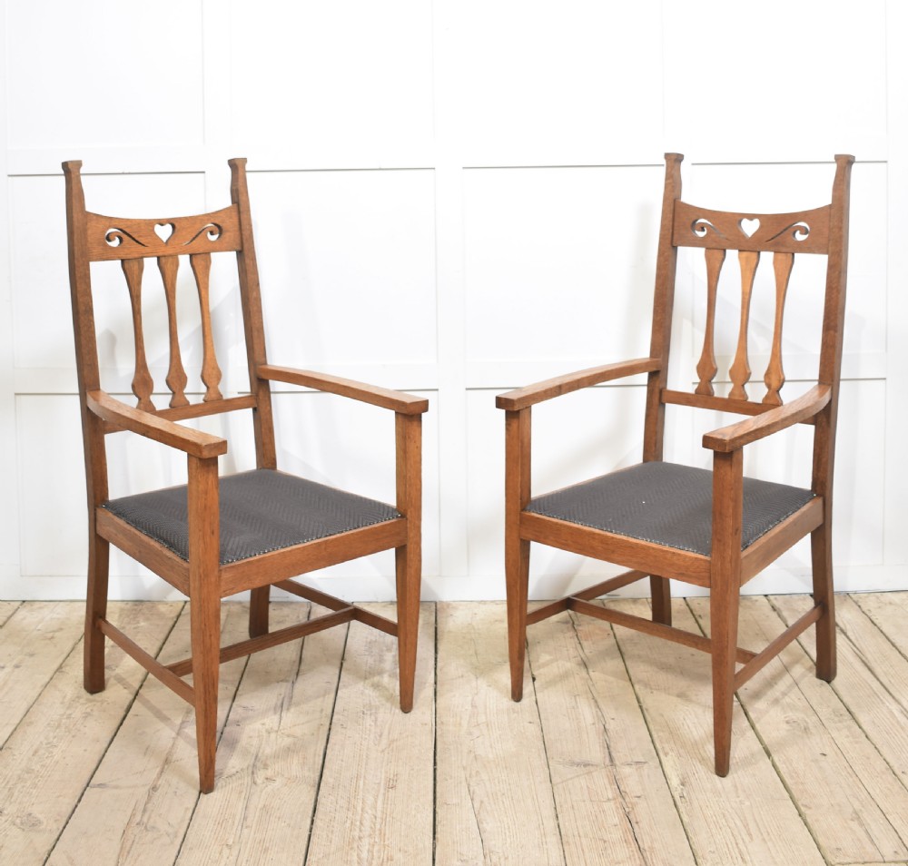 Set of eight oak Arts and Crafts dining chairs View II