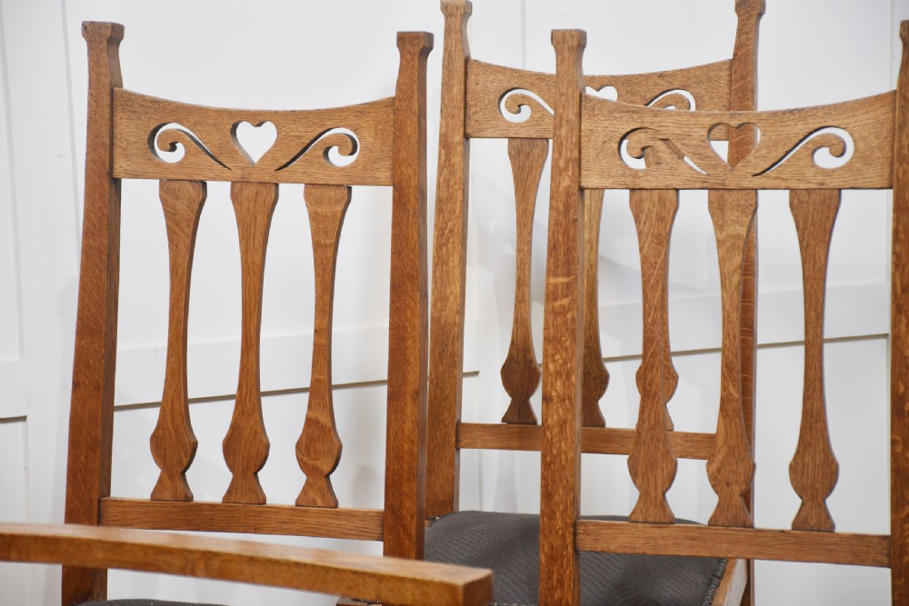 Set of eight oak Arts and Crafts dining chairs View VII