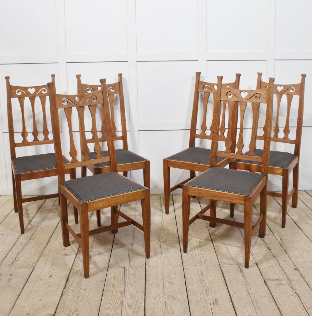 Set of eight oak Arts and Crafts dining chairs View VIII