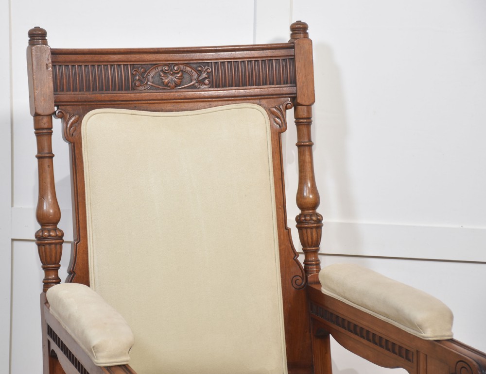 Pair of walnut upholstered library armchairs View VII