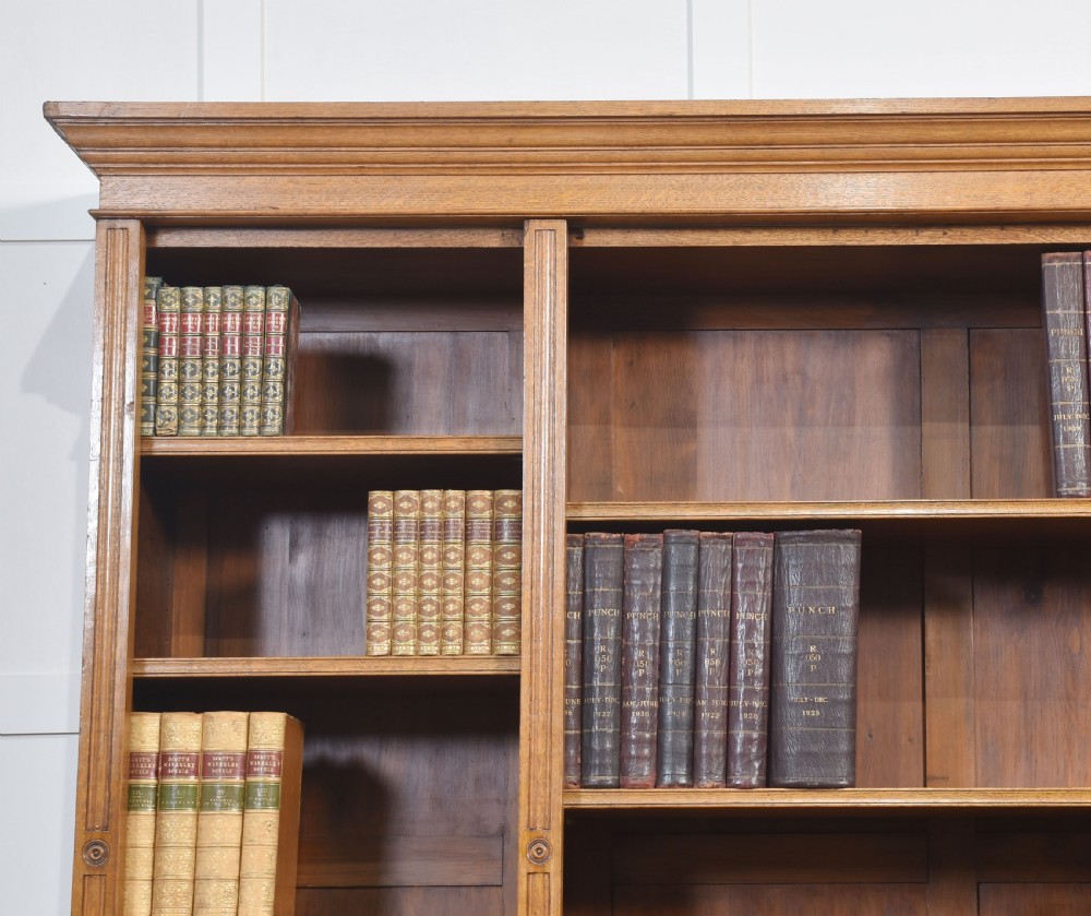 Large carved oak bookcase View II