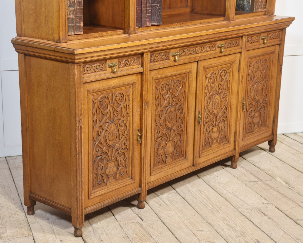 Large carved oak bookcase View VII