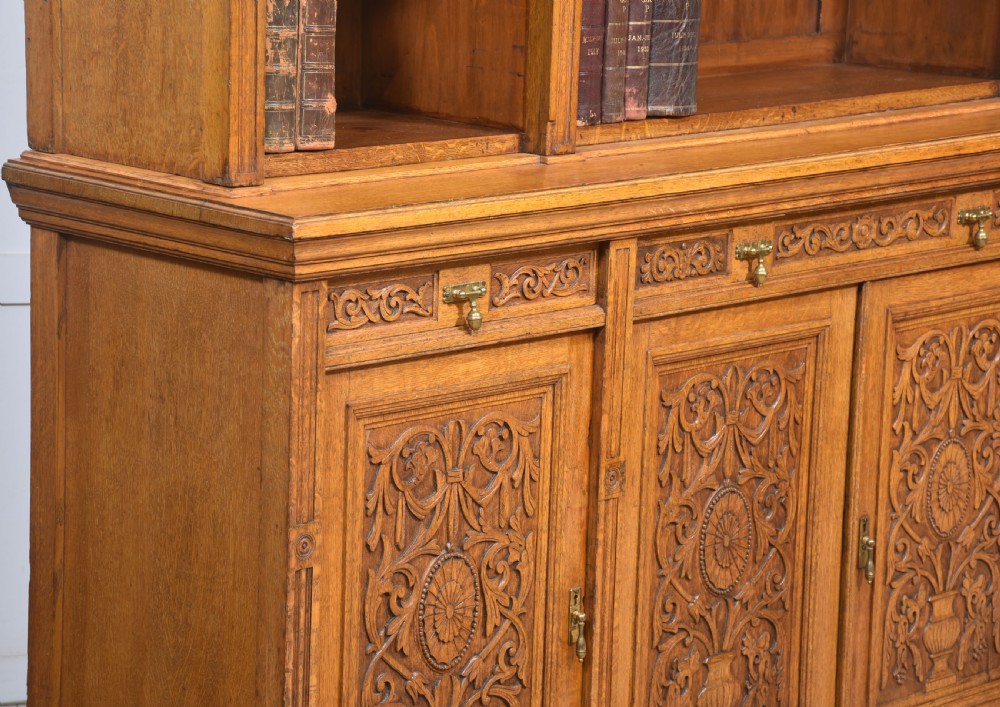 Large carved oak bookcase View IX