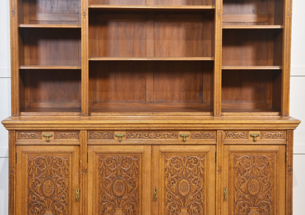 Large carved oak bookcase View XI