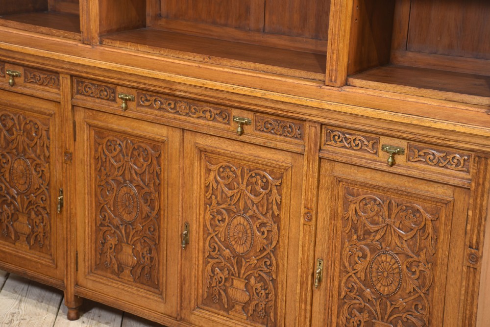 Large carved oak bookcase View XIII