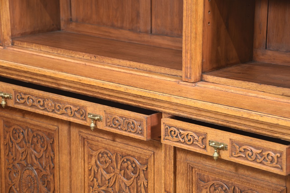 Large carved oak bookcase View XVII